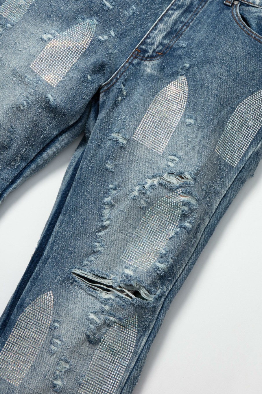 Bottoms WHO DECIDES WAR | Rhinestone Washed Denim