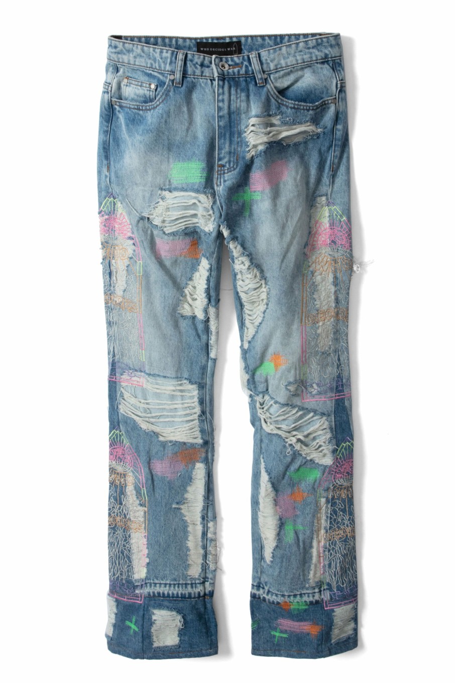 Bottoms WHO DECIDES WAR | Technicolor Embroidery Denim